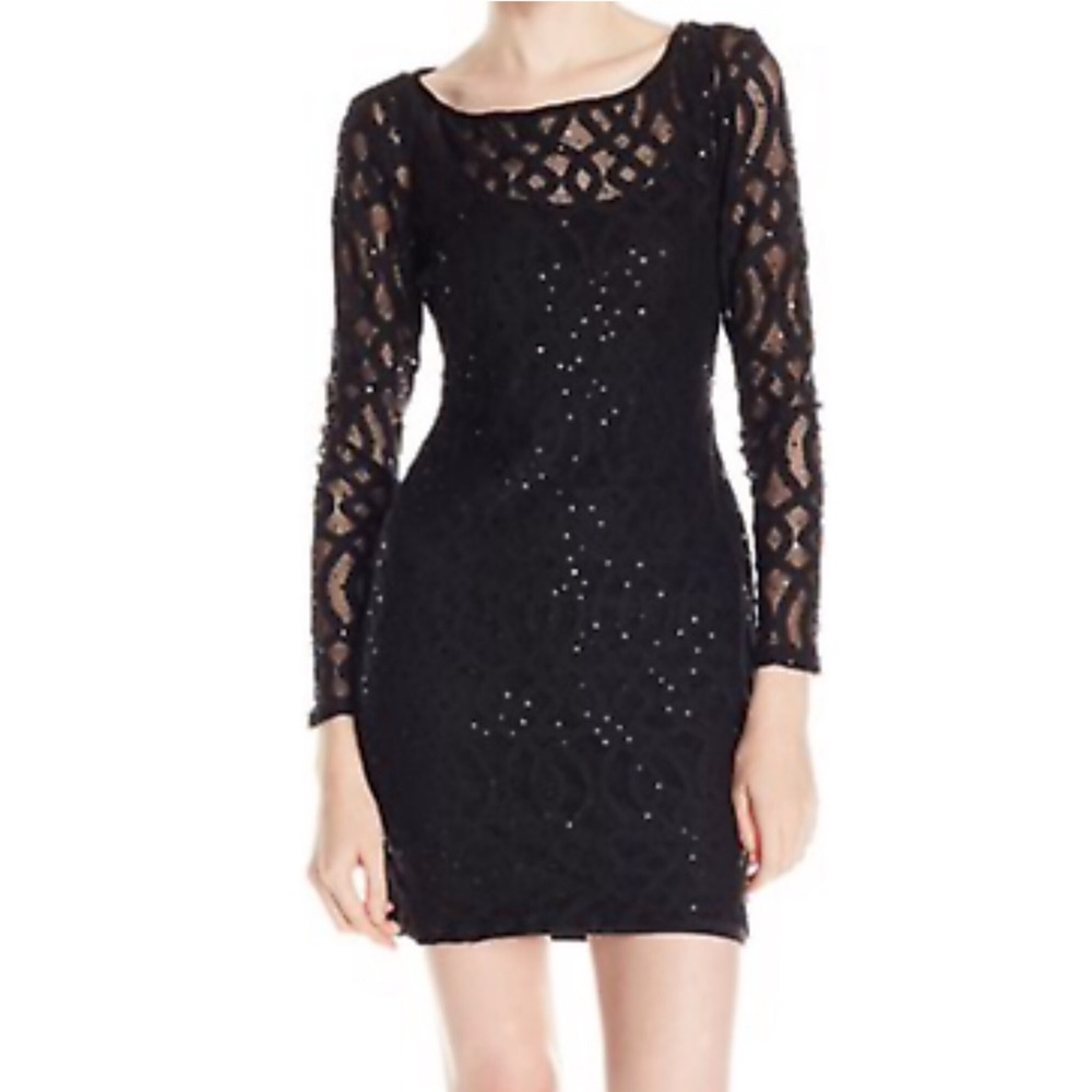 sz 7/8 - New Galaxy Lace Illusion Cutout Dress in Navy